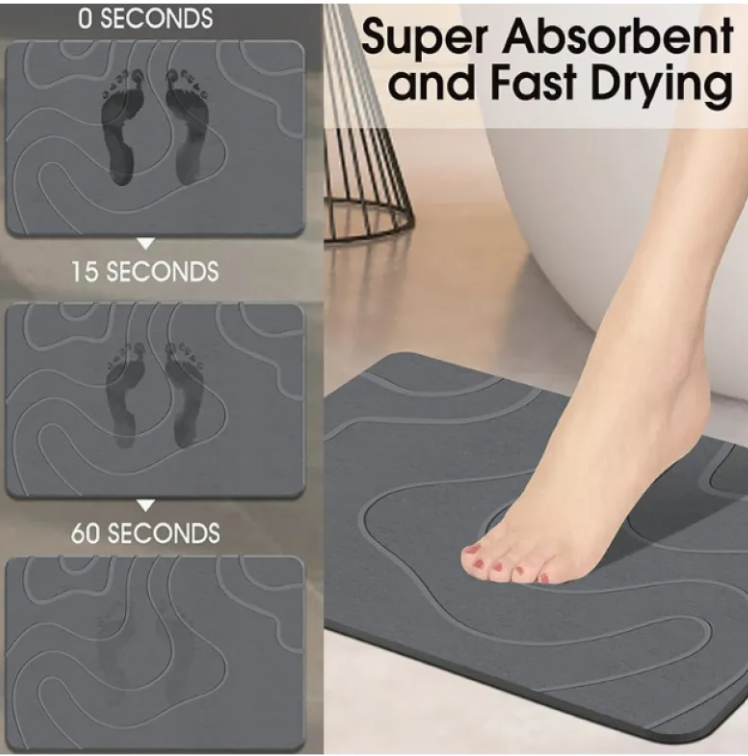 Natural Diatomite Quick‑Dry Bath Mat – Ultra‑Absorbent & Non‑Slip
